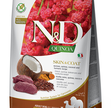 Храна за куче  N & D QUINOA  ADULT MINI SKIN & COAT  с еленско месо